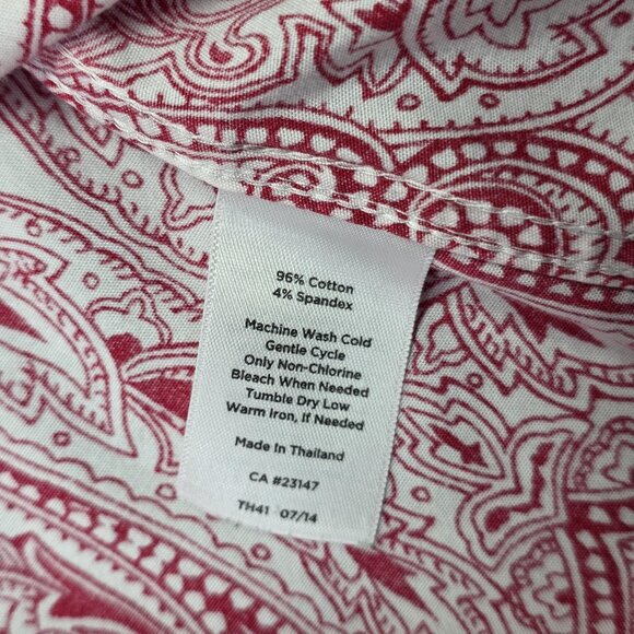 Talbots Shirt Womens 18W Red White Paisley Wrinkle Resistant Button Front Top - Picture 12 of 12